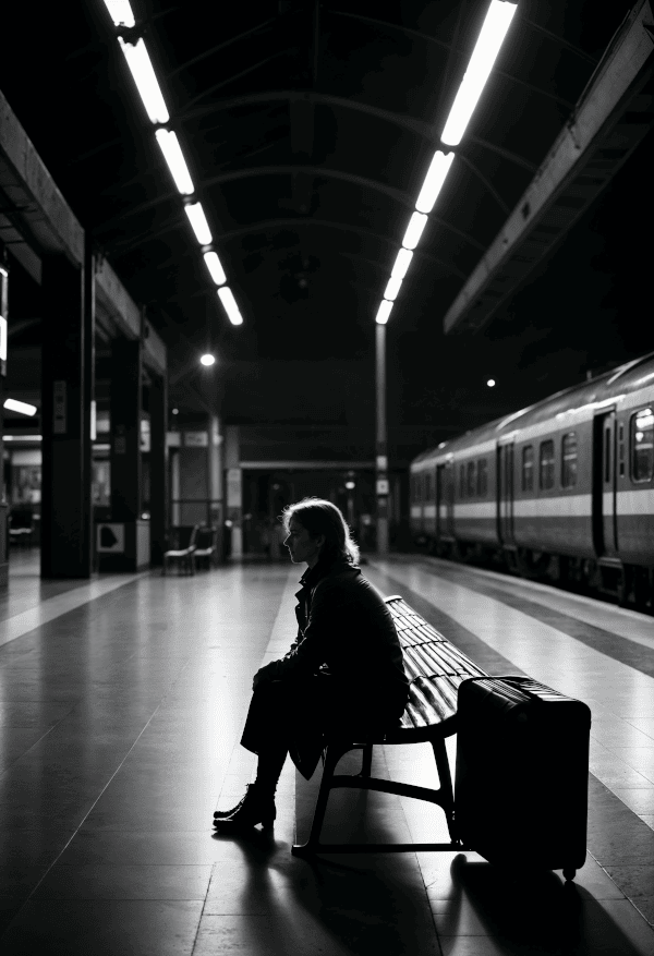 Esperando sola en estación.