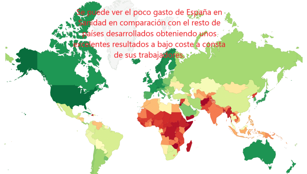 Mapa del mundo y su gasto sanitario